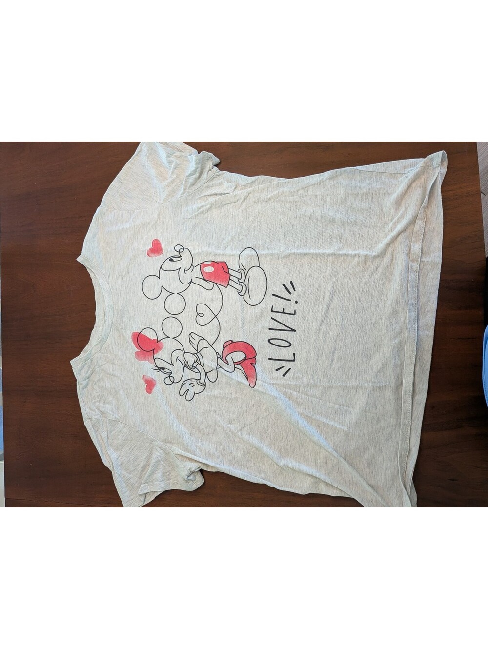 Disney Mickey Minnie Mouse Love Graphic Tee Women's XL Gray Short Sleeve Shirt